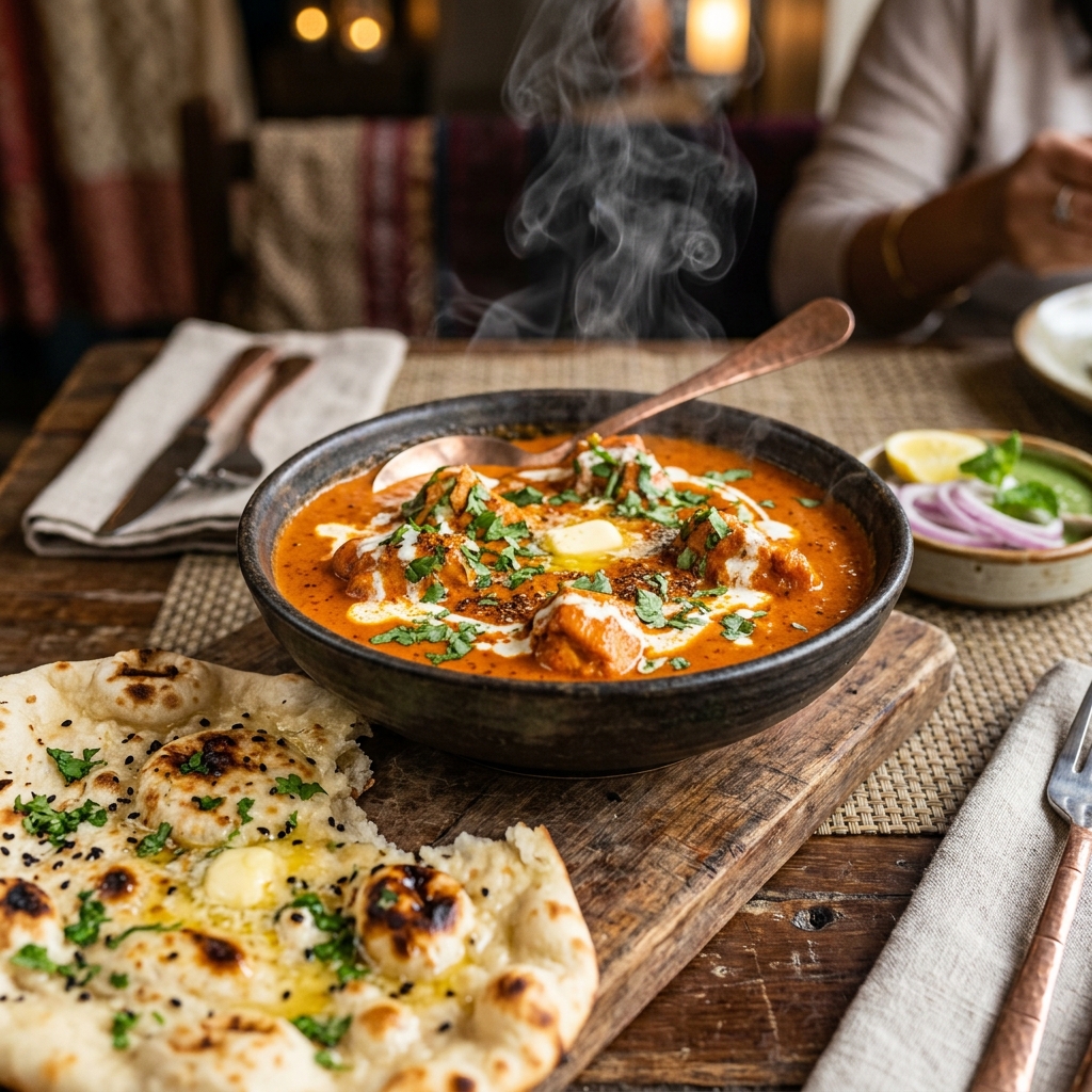本格バターチキンカレーとチーズナン